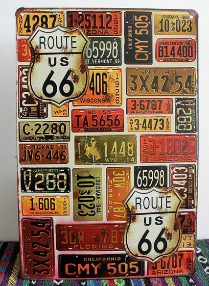 Route 66 car plates painting