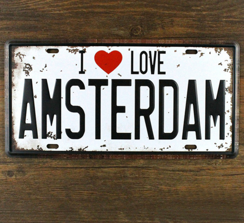 I LOVE AMSTERDAM Plate Metal Craft