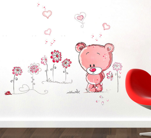 Cute Lovely Pink Bear Wall Sticker