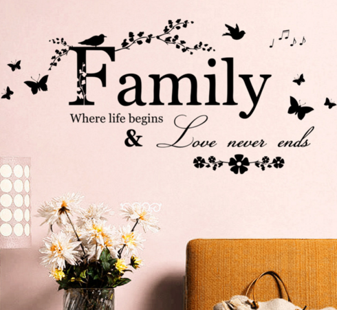 Family Love Never Ends Quote Wall Sticker