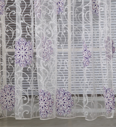 Room Floral Tulle Window Curtain